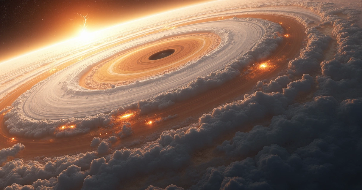 Camadas de nuvens coloridas em Júpiter 