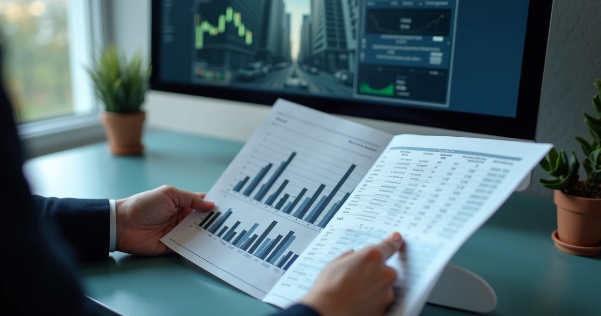 Investor reviewing NYC real estate deal summary charts 