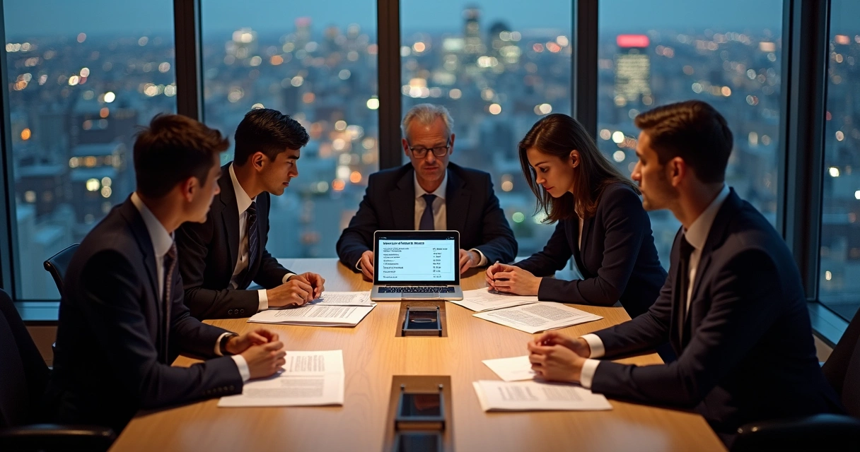 Multinational team negotiating NYC property deal 