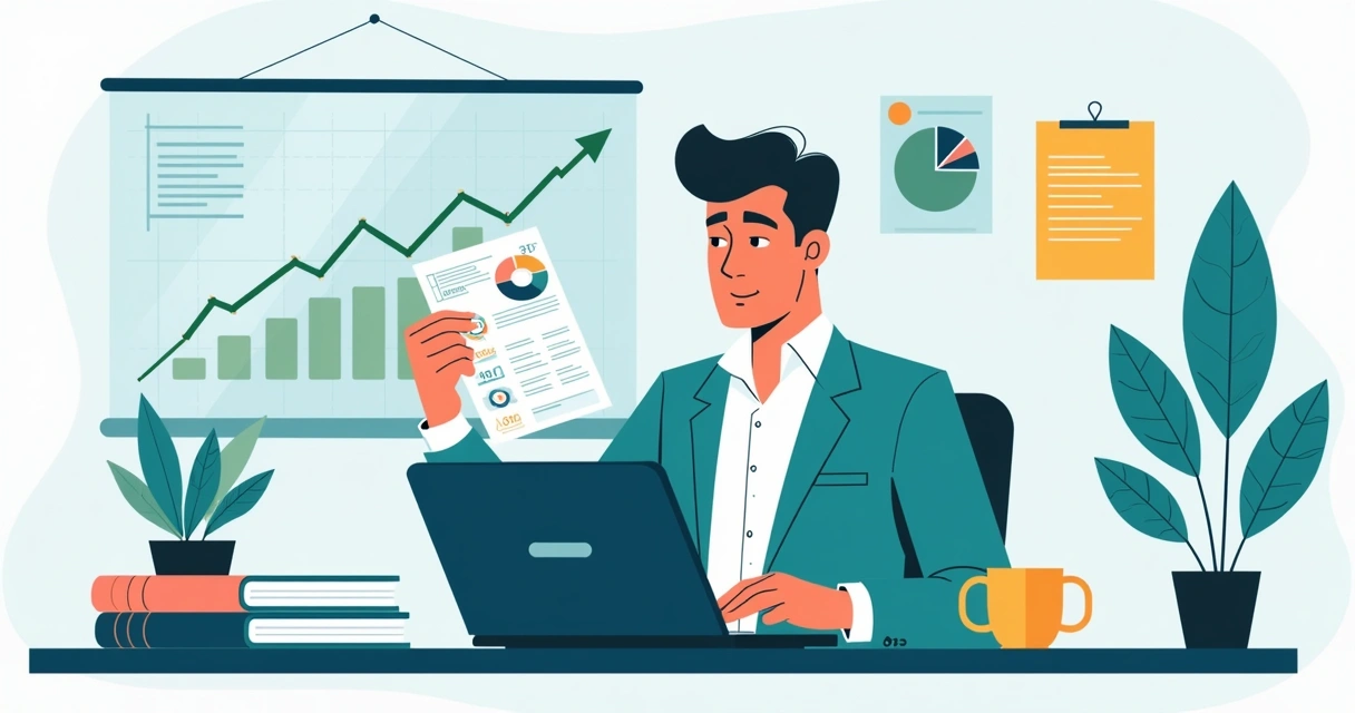 Empresário analisando planilhas financeiras em notebook 