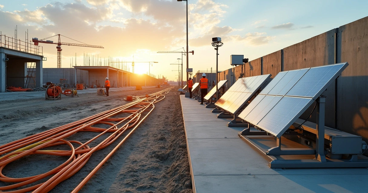 Comparação em obra entre infraestrutura com cabos e sistema de energia solar 