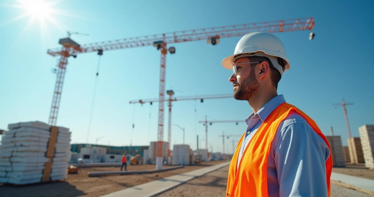 Câmeras de monitoramento instaladas em canteiro de obra registrando trabalhadores usando EPI