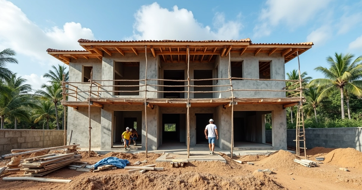 Canteiro de obras de casa em construção 