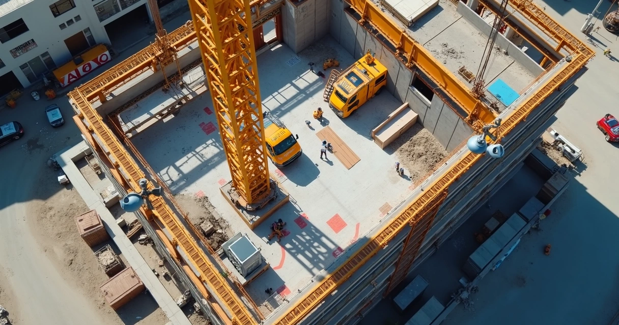 Canteiro de obras edificação vertical com câmeras PTZ instaladas 