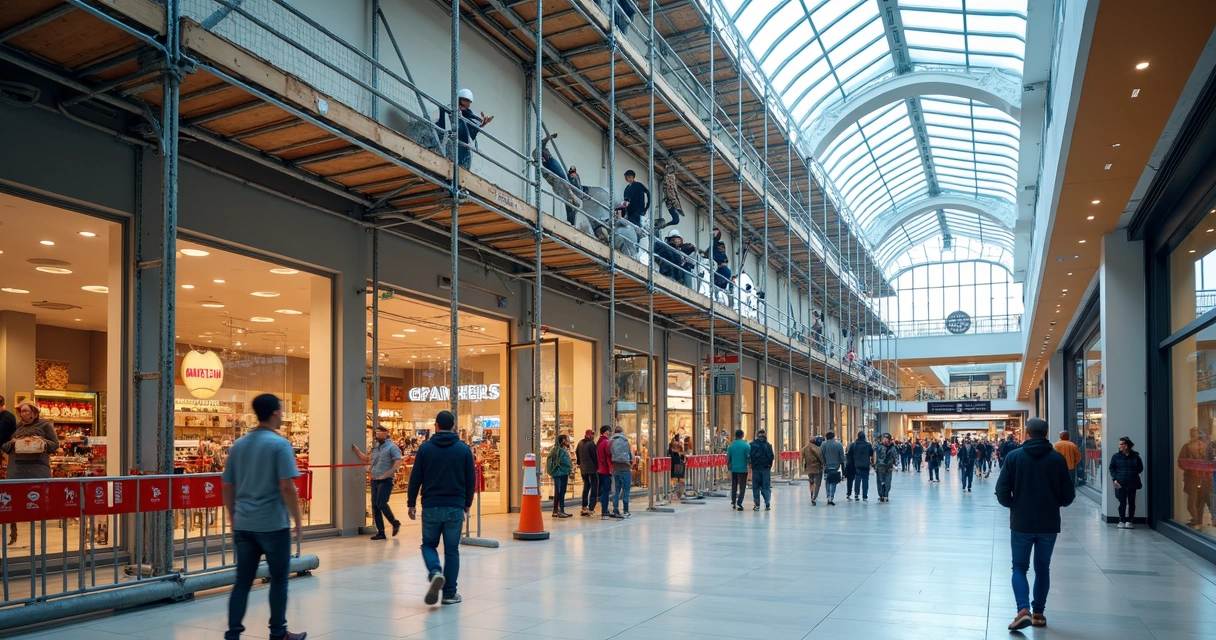 Obra em loja de shopping center em andamento 