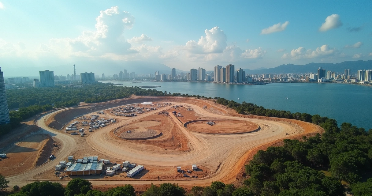 Empreendimento imobiliário em construção visto de cima 