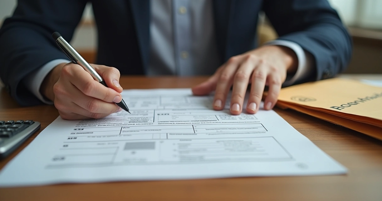 Empresário preenchendo declaração de impostos nos EUA 