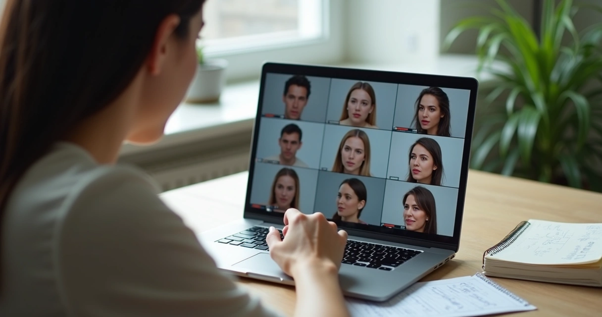 Pessoa observando expressões faciais em vídeo