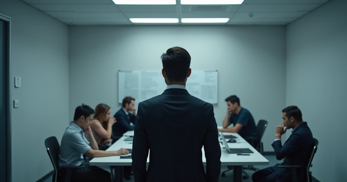 Gestor observando equipe com clima desconfortável 