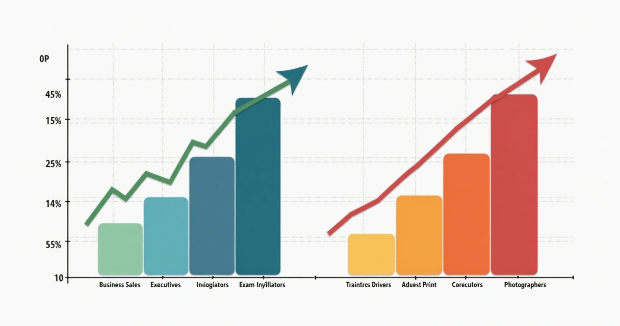 Bar chart showing sharp increases and decreases in job demand for specific UK occupations 