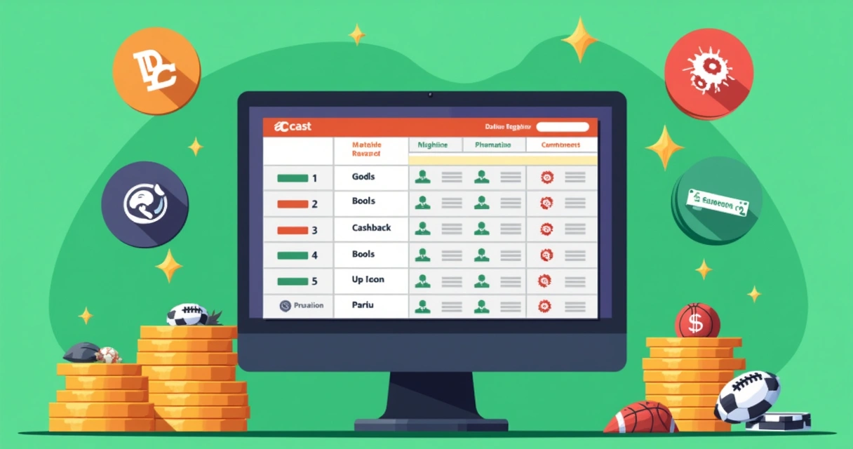 Tabela digital com odds esportivas, ícones de bônus e promoções. 