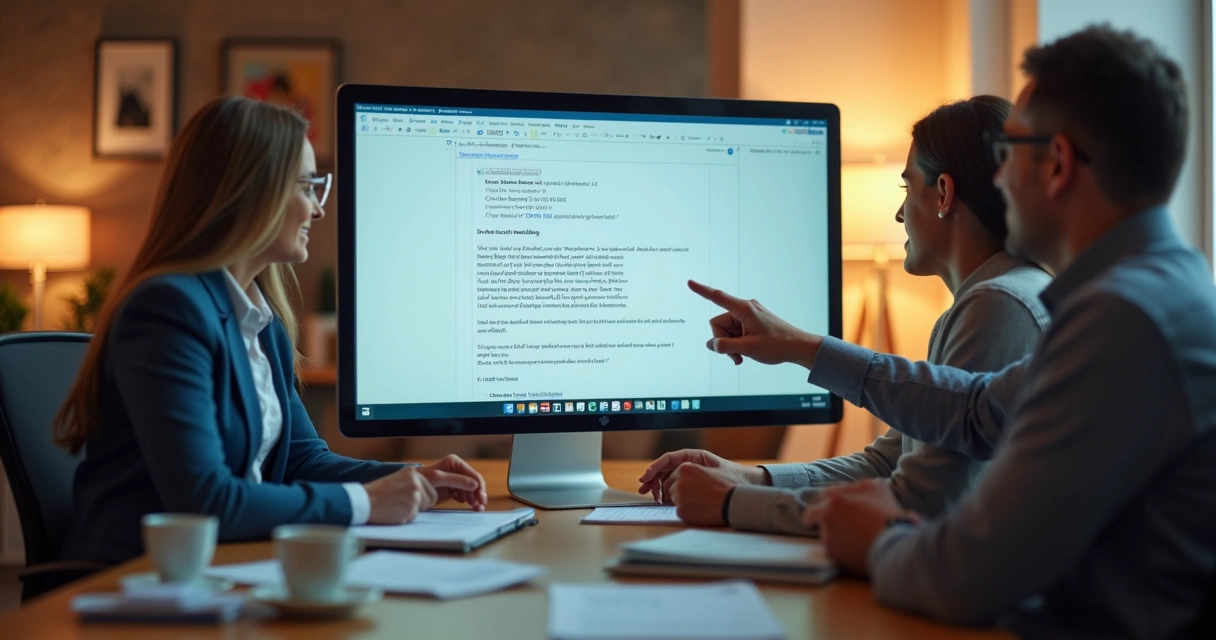 Pessoa analisando tela de computador com mensagem convite de reunião destacada