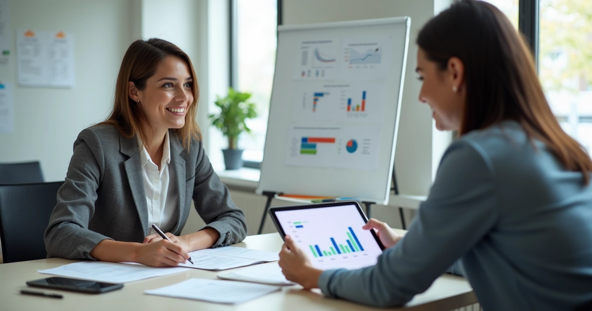 Reunião entre contador e cliente discutindo serviços adicionais 