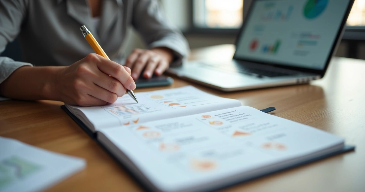 Manager reviewing anonymous feedback notes at desk