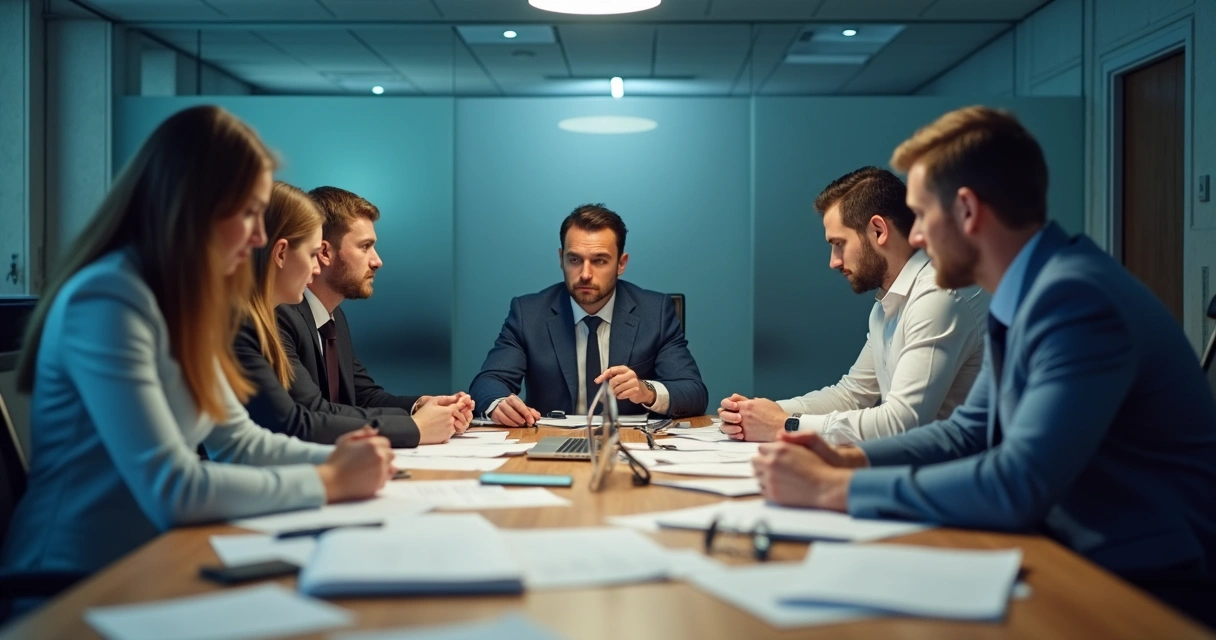 Colleagues confused and looking away in a modern office