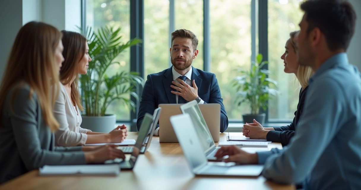 Professional noticing stress signals during a work meeting