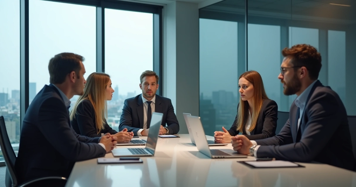 Team in a tense office meeting with one person being ignored