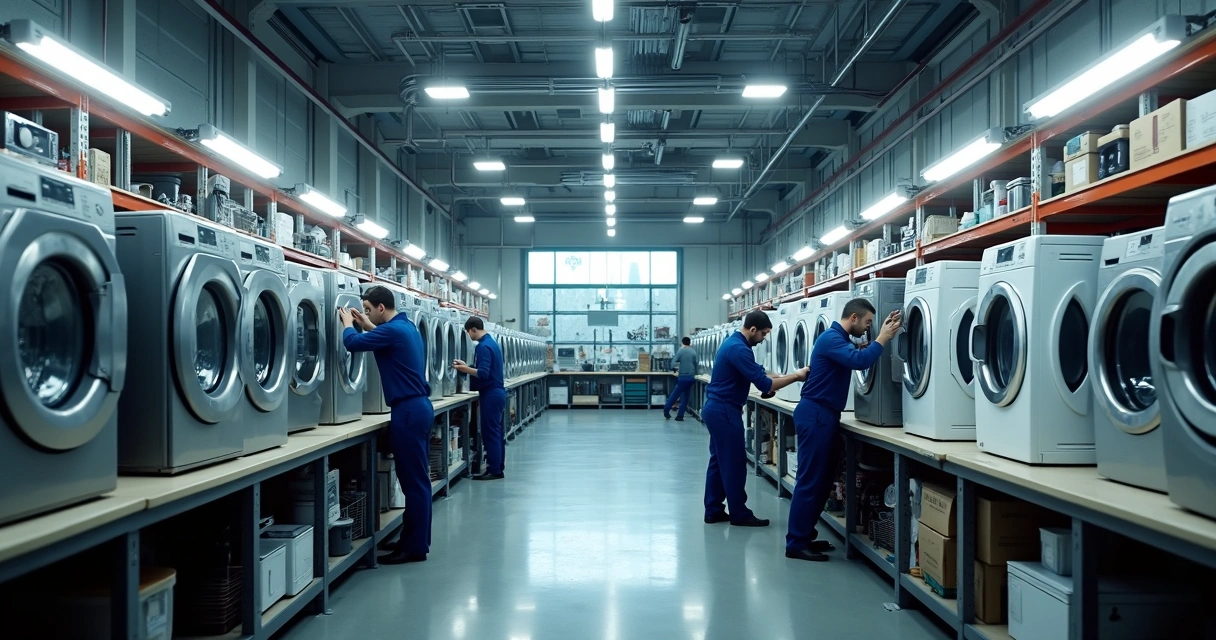 Oficina de assistência técnica com máquinas grandes 