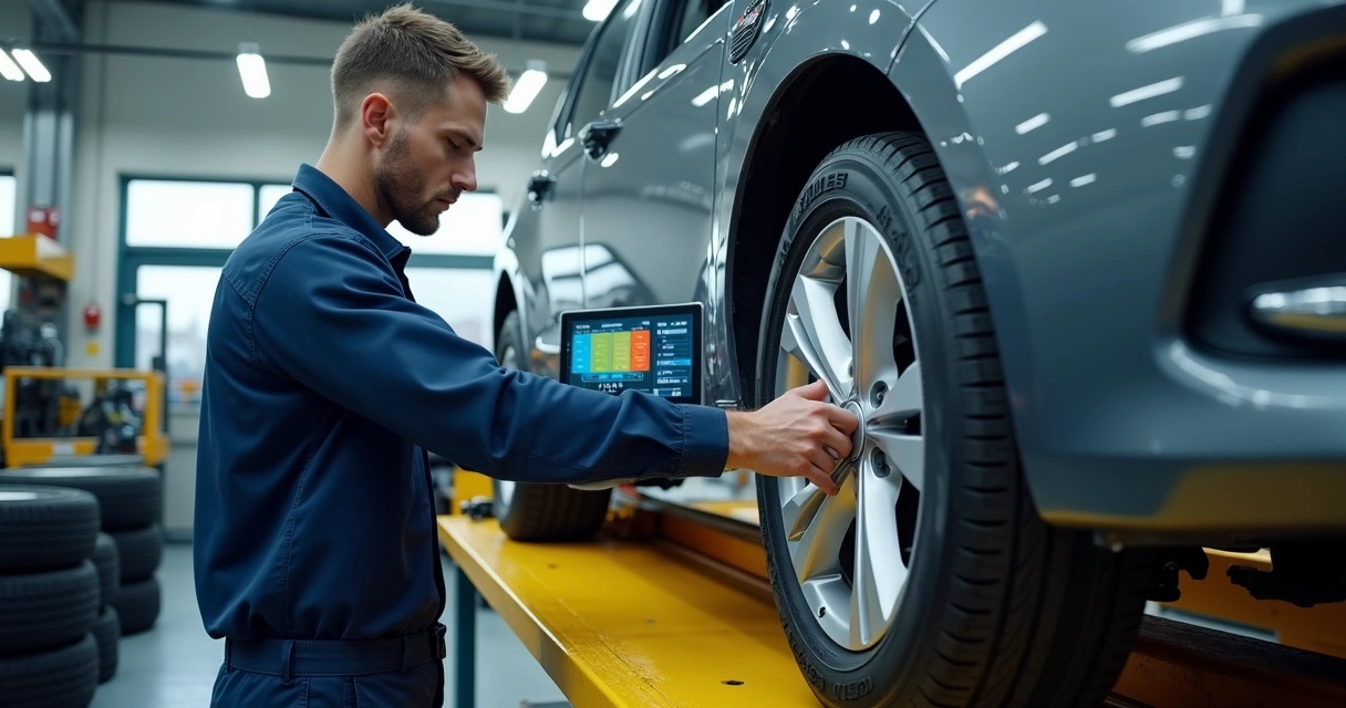 Balanceamento de rodas na oficina automotiva