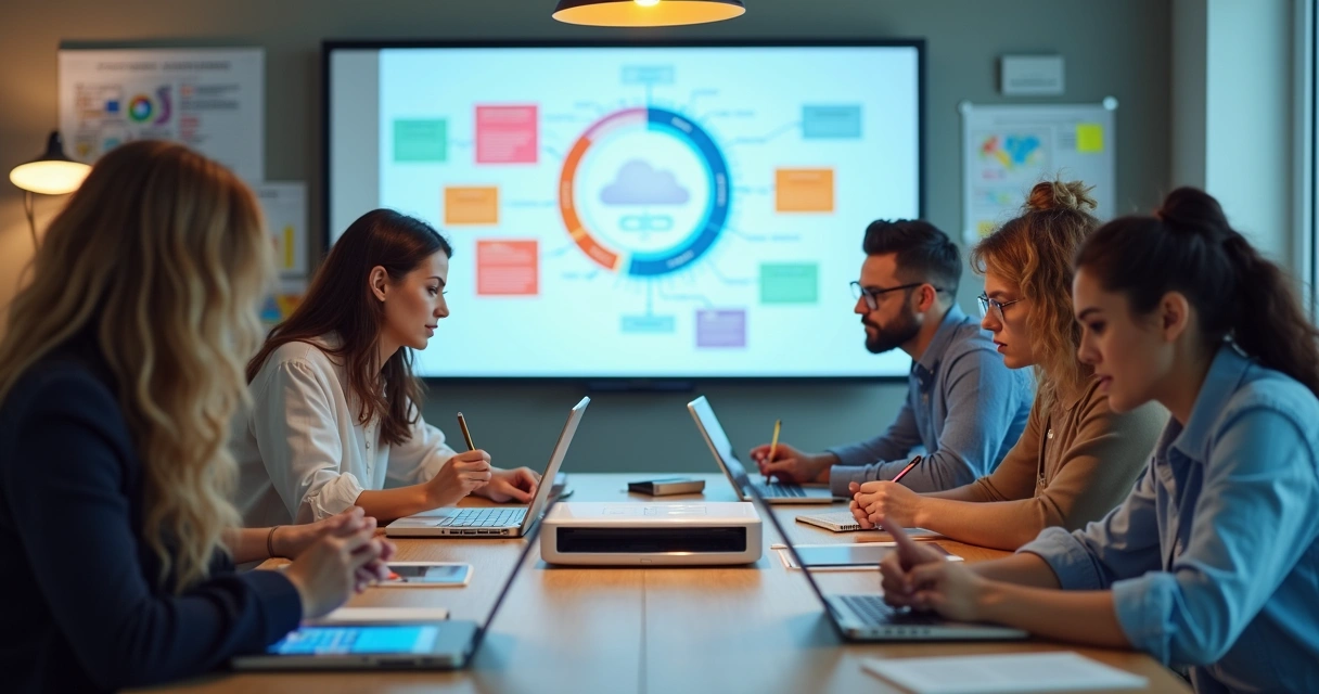 Oficina prática com equipe pequena digitalizando processos 