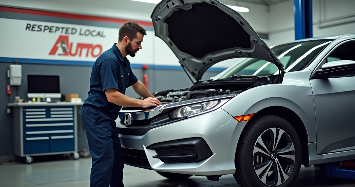 Mecânico da GPM AUTO CENTER inspeciona motor de Honda Civic 