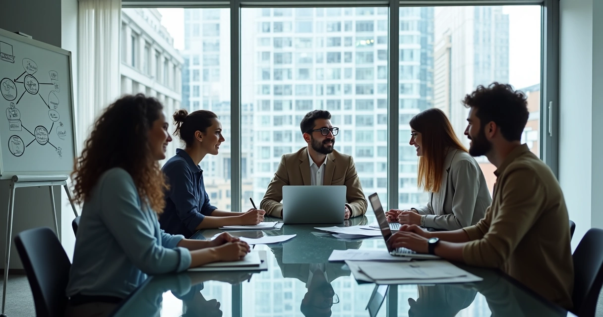 Reunión en oficina resolviendo conflicto interno 