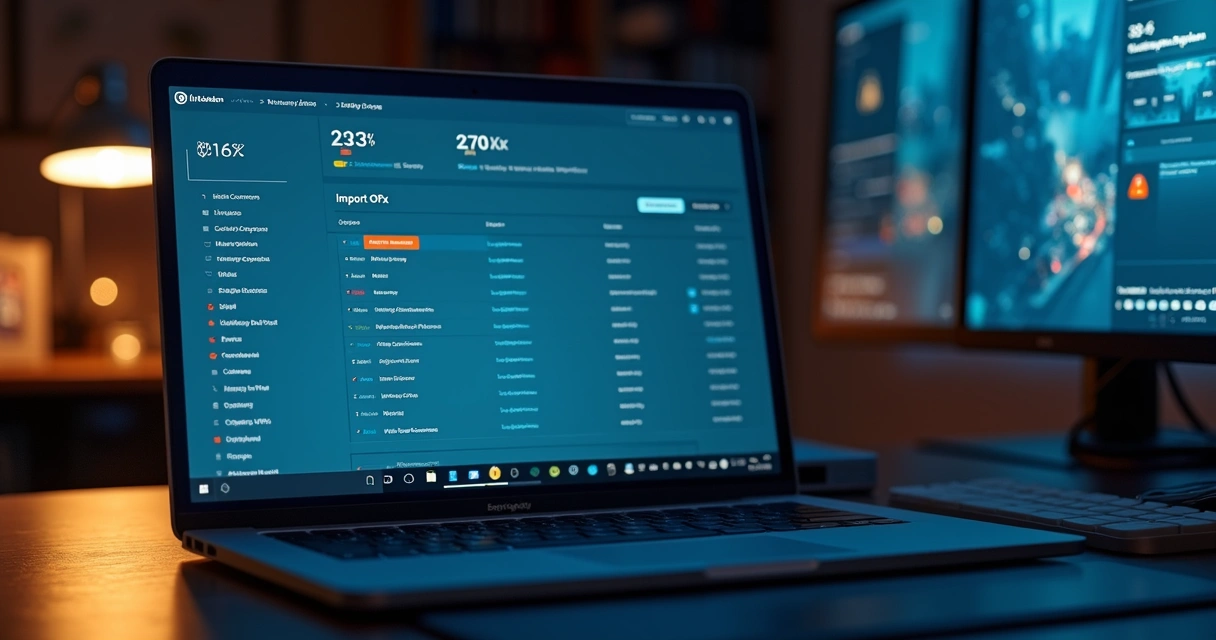 Pessoa importando arquivo OFX em painel financeiro com foco em privacidade e segurança de dados 