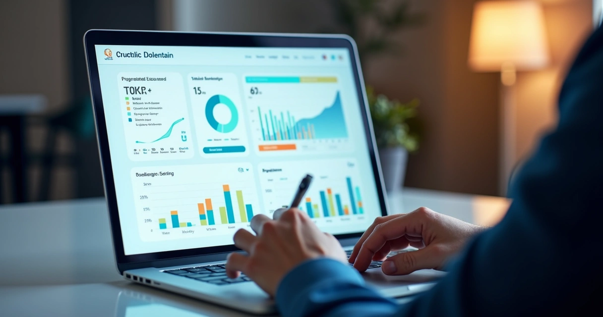 Dashboard de OKRs de marketing com gráficos visuais 
