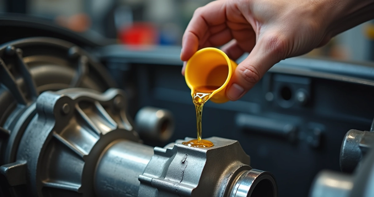 Óleo novo sendo colocado em caixa de câmbio 