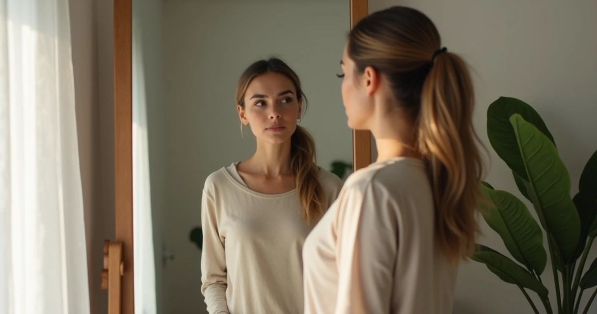 Pessoa olhando para o próprio reflexo no espelho 