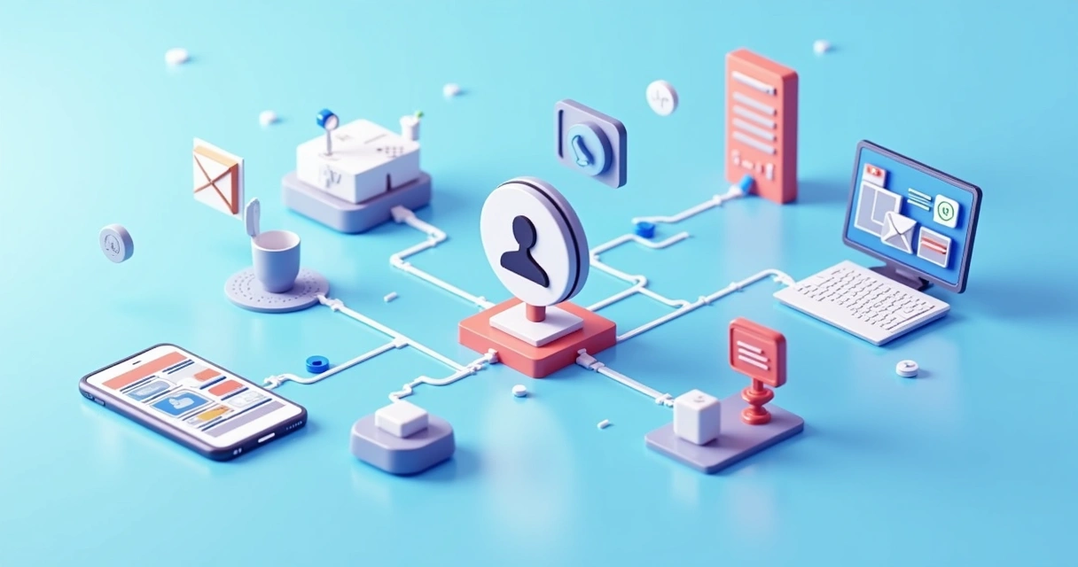 Representação de canais digitais interconectados no atendimento 