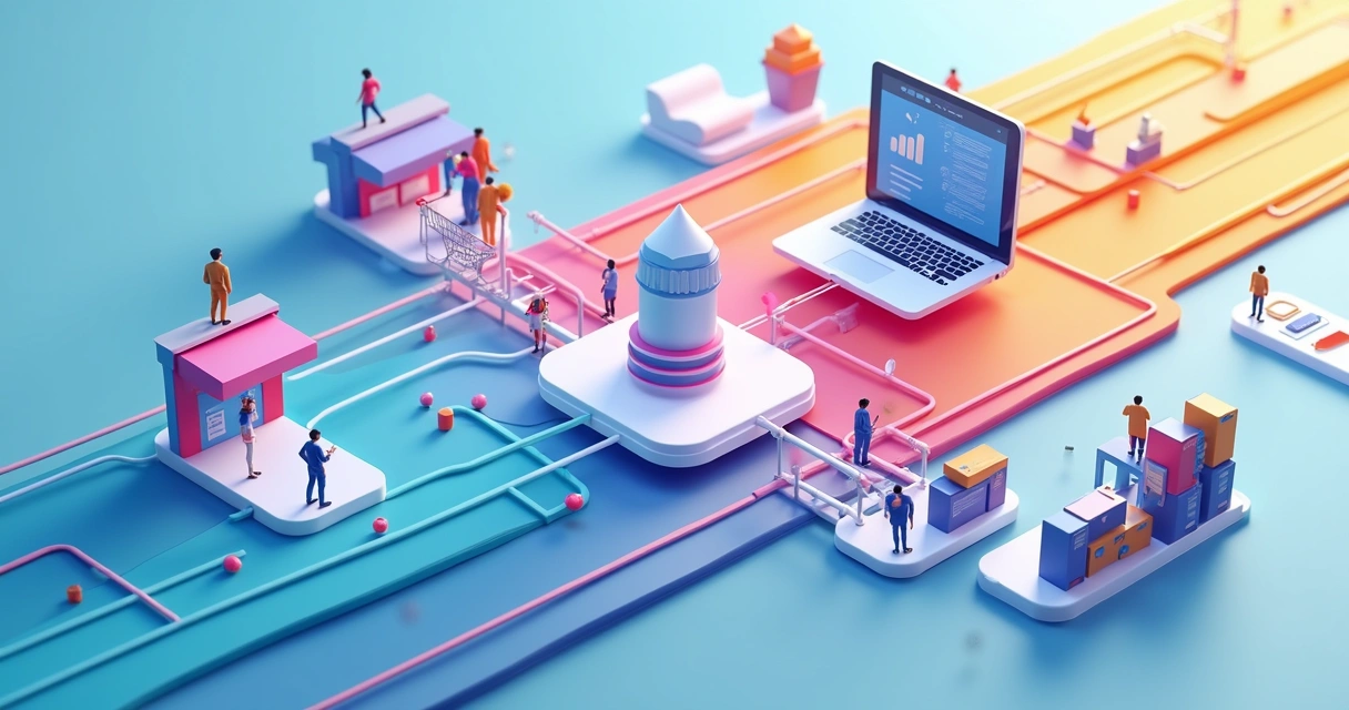 Representação visual de múltiplos canais integrados na jornada de compra 