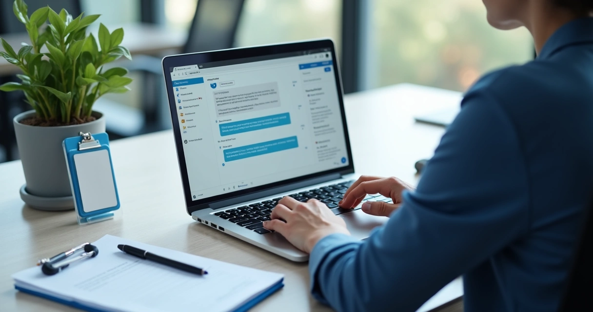 Colaborador usando assistente de IA para onboarding corporativo 