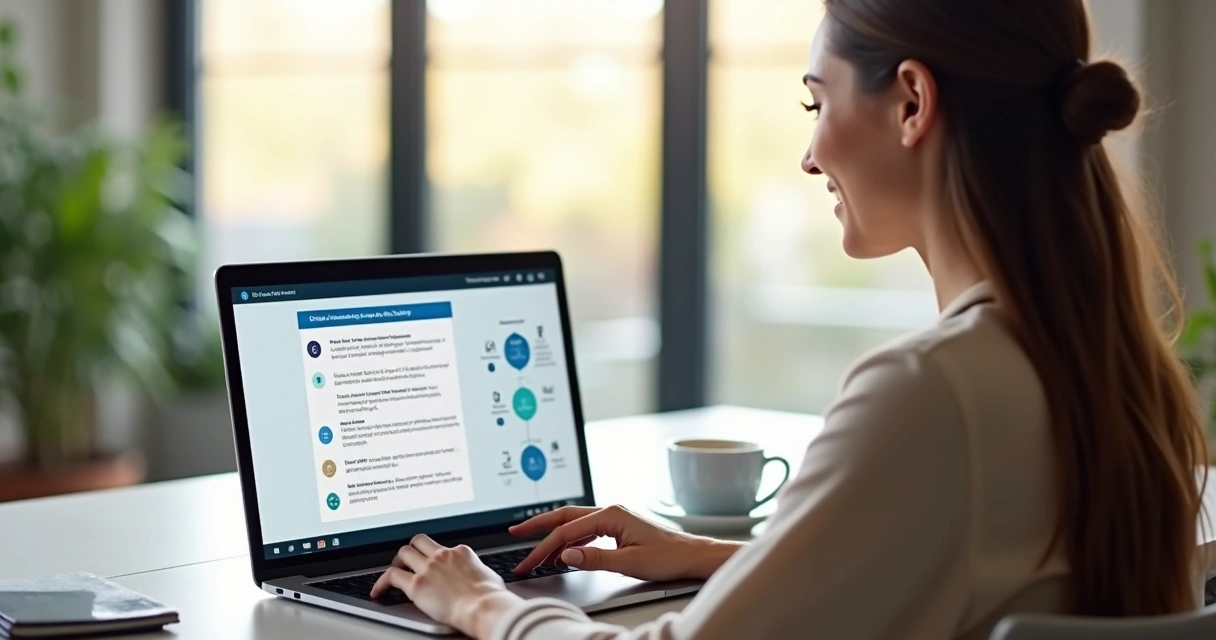 Corretora de imóveis recebendo treinamento online 