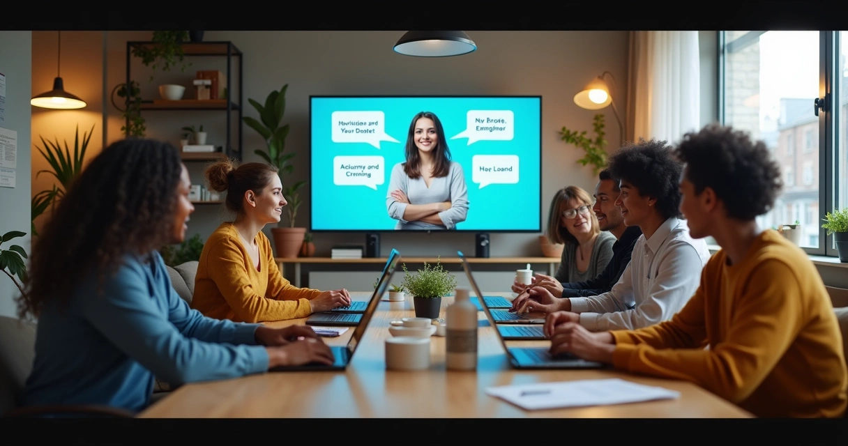 Equipe reunida em videoconferência de onboarding digital 