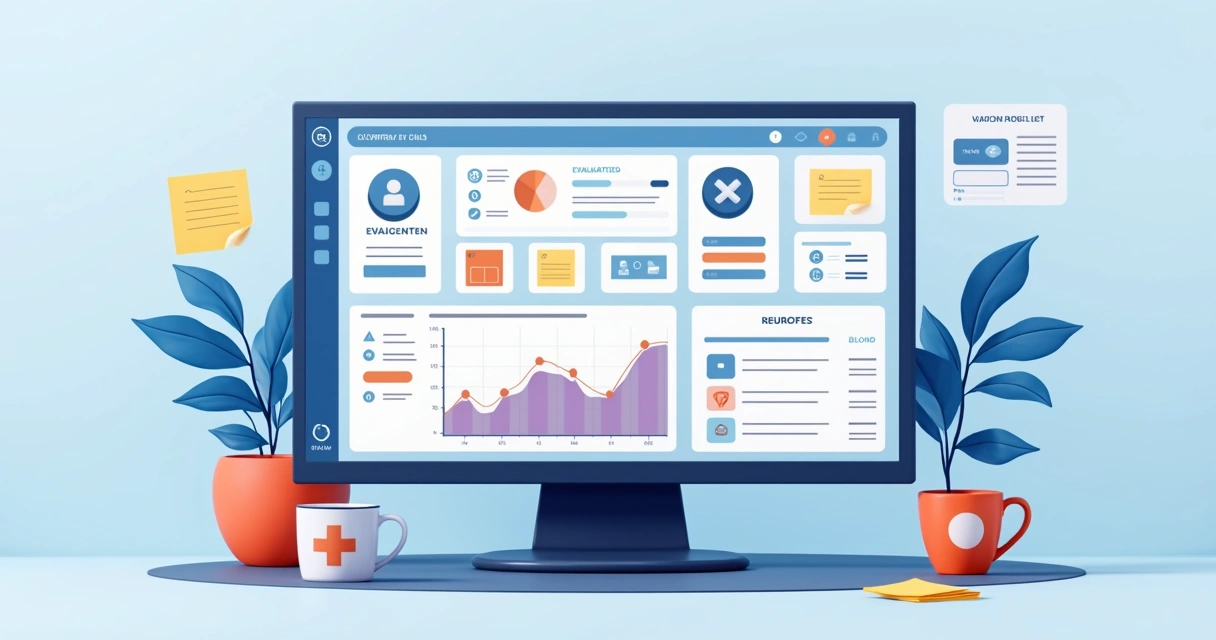 Painel de plataforma LMS com módulos de onboarding e avaliação de turma