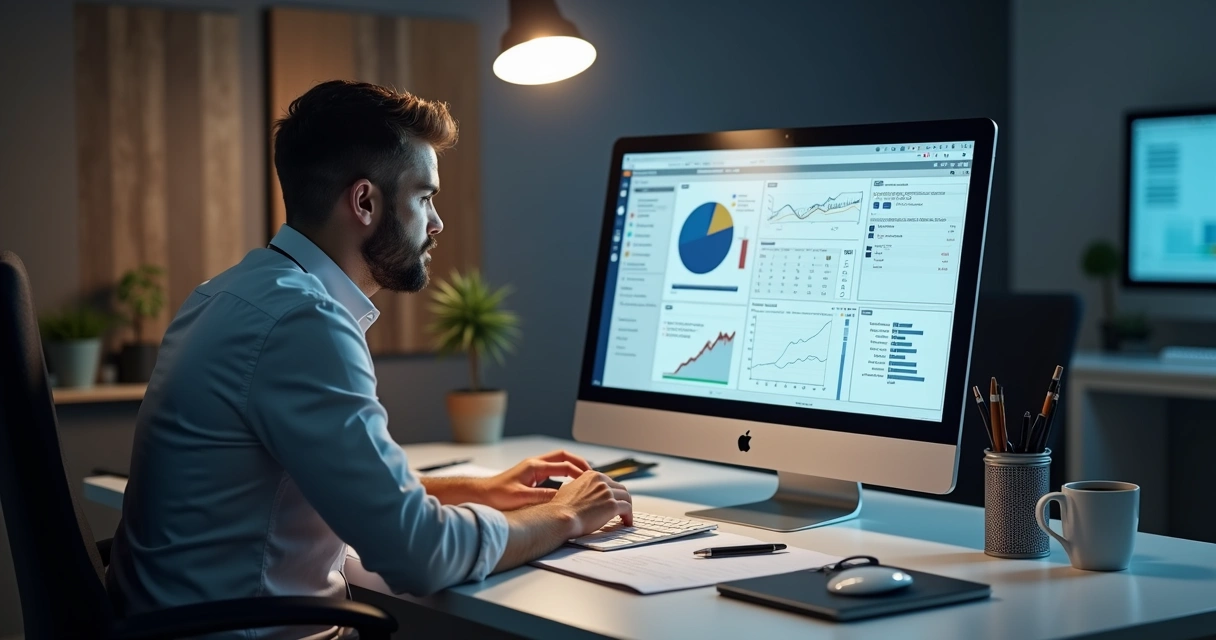 Profissional analisando documentos e dados em tela de computador para evitar falhas no compliance de crédito durante onboarding 
