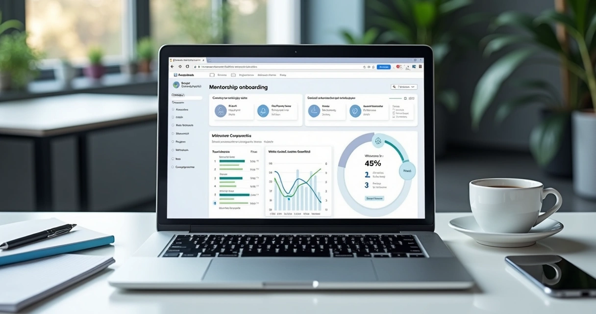Tela de onboarding de mentoria com checklist e calendário