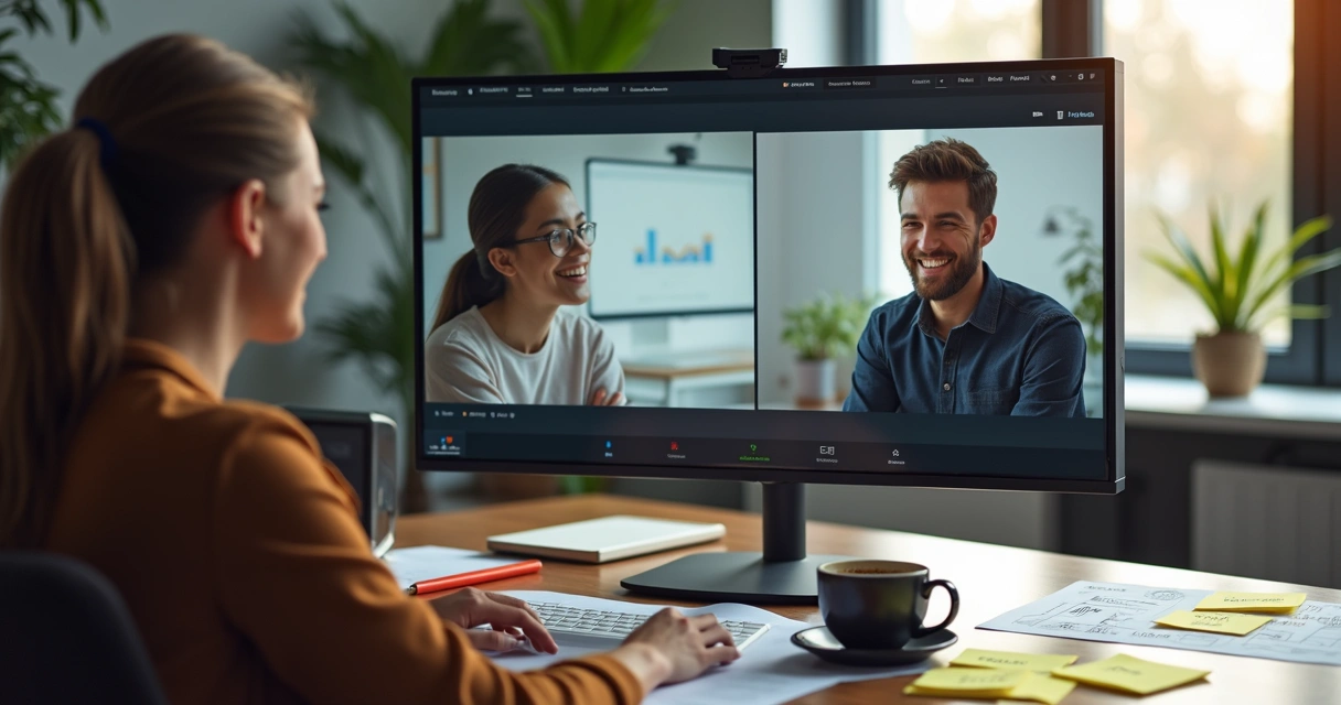 Freelance web developer onboarding meeting on video call 