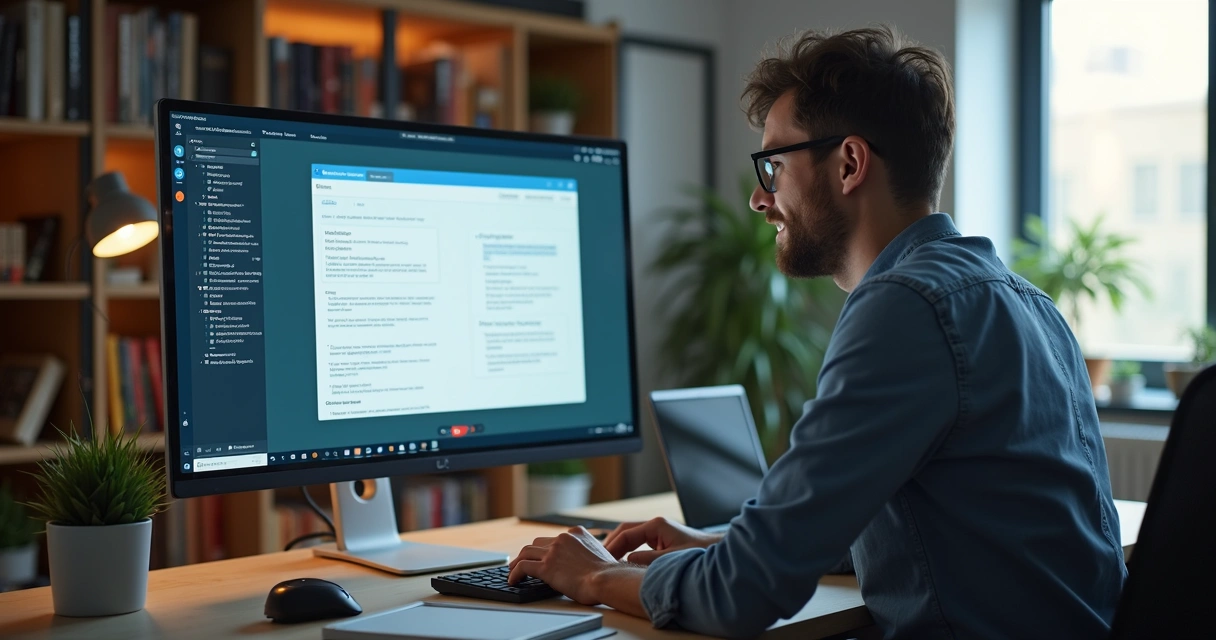 Freelance developer at home joining a remote onboarding meeting