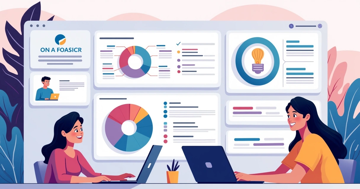 Personagem guiando novos usuários em um onboarding interativo de software SaaS, mostrando tutoriais visuais. 