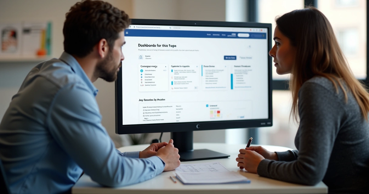 Onboarding SaaS com vendedor e cliente usando computador. 