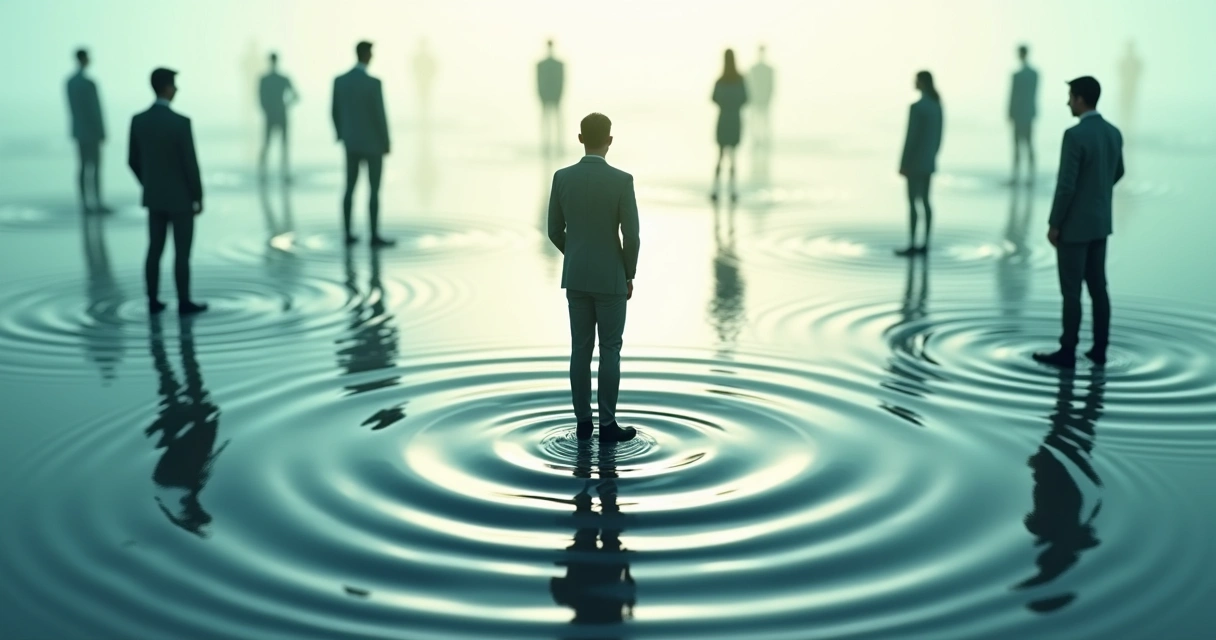 Pessoas formando círculos que irradiam para o coletivo 