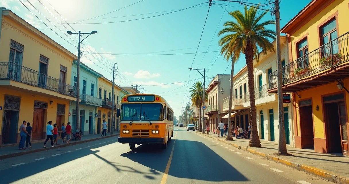 Ônibus passando por rua histórica de Ilhéus