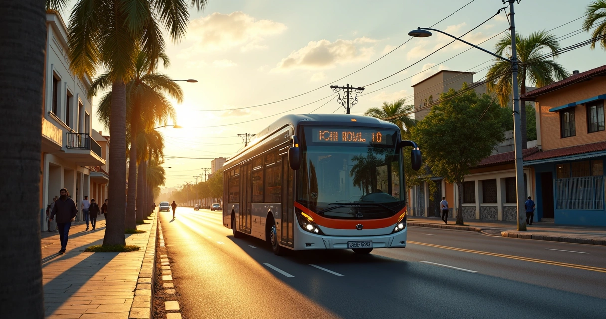Ônibus urbano em avenida movimentada de Mossoró 
