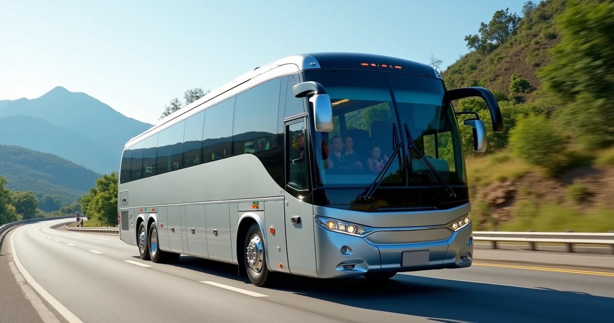 Ônibus rodoviário com carroçaria Irizar em estrada 