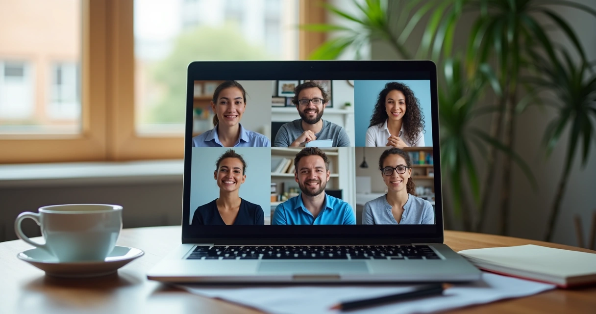 People in a video chat offering support in an online community 