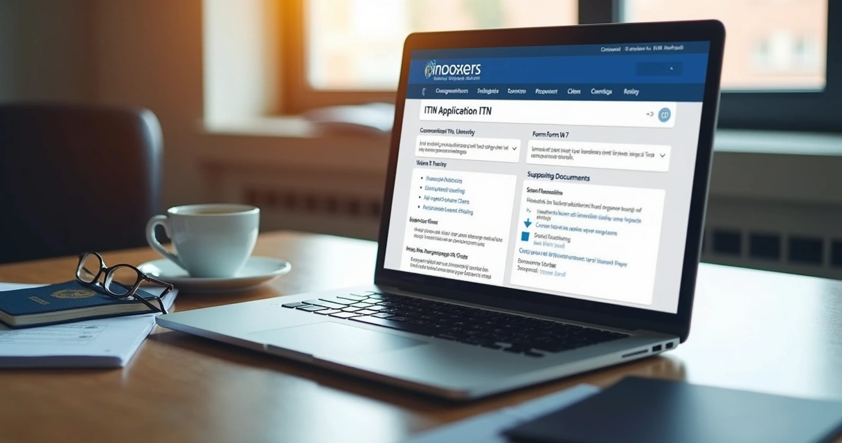 Laptop showing online ITIN application checklist 