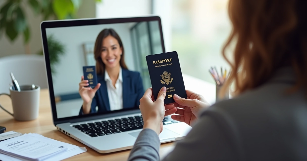Remote identity verification via video call with agent and passport