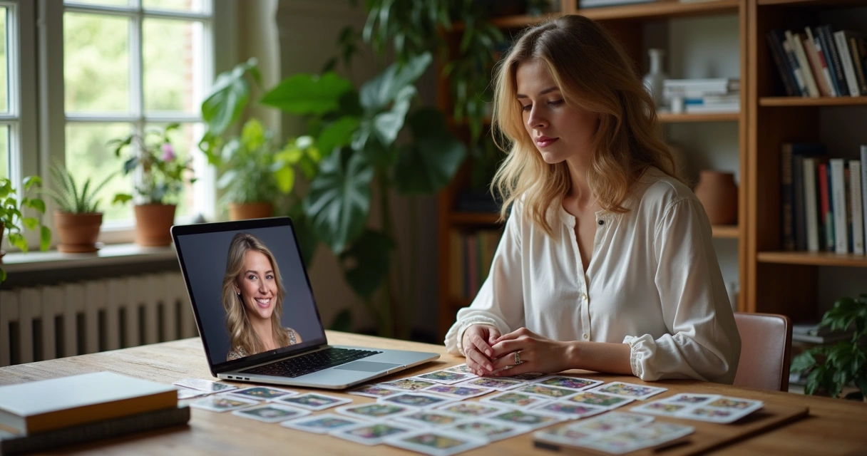Intuitive reader giving a virtual Lenormand reading session 